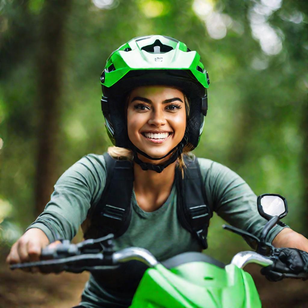 Девушка на зеленом квадроцикле