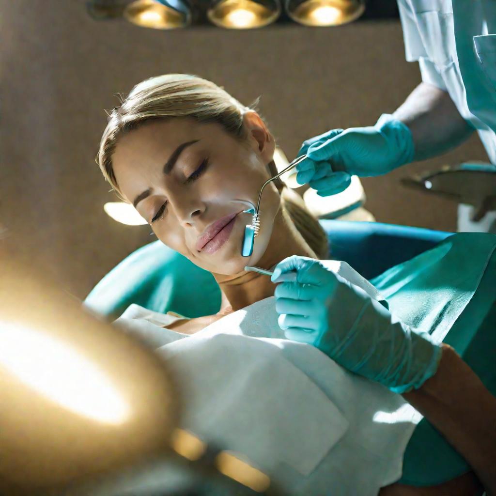 Пациентка на приеме у стоматолога