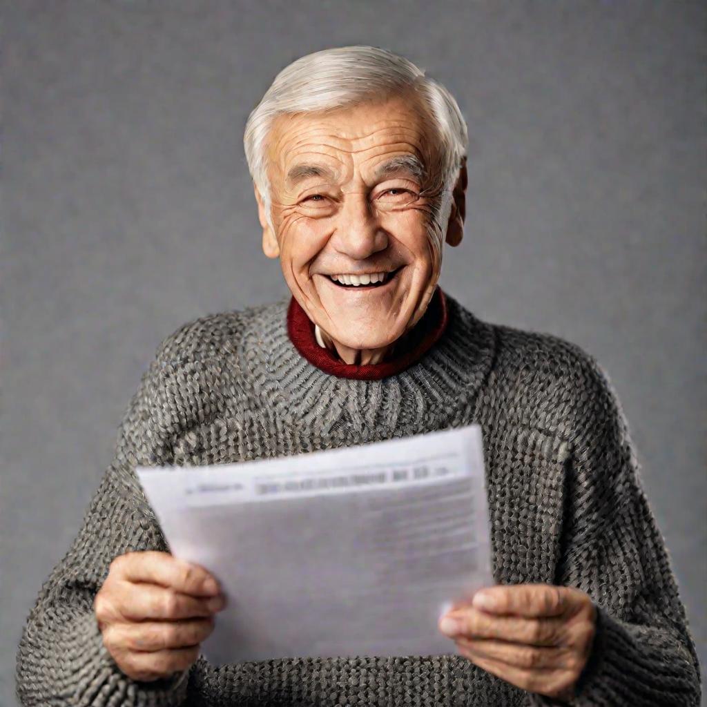 Портрет пожилого мужчины с документом