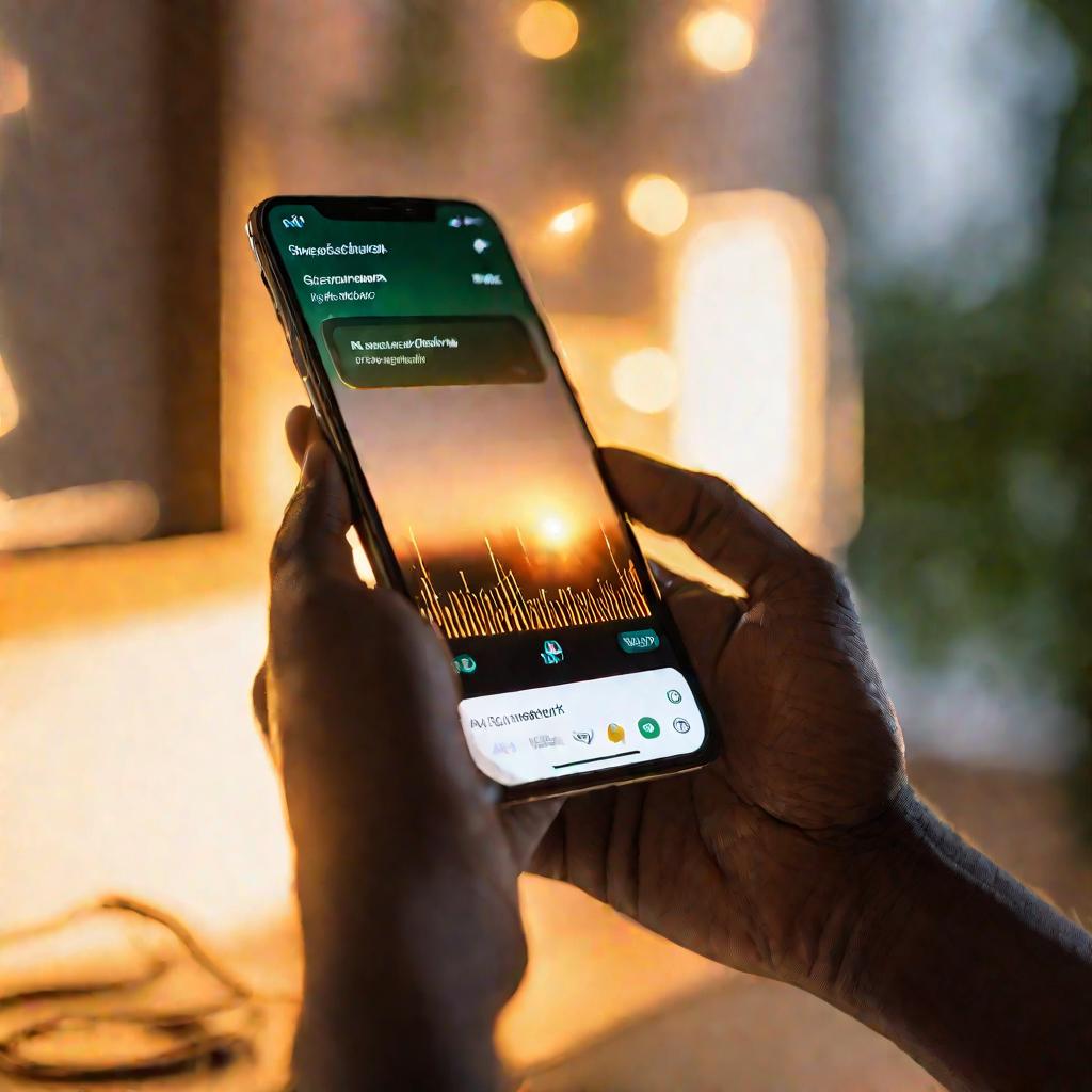 Телефон с аудио в WhatsApp на солнечном подоконнике