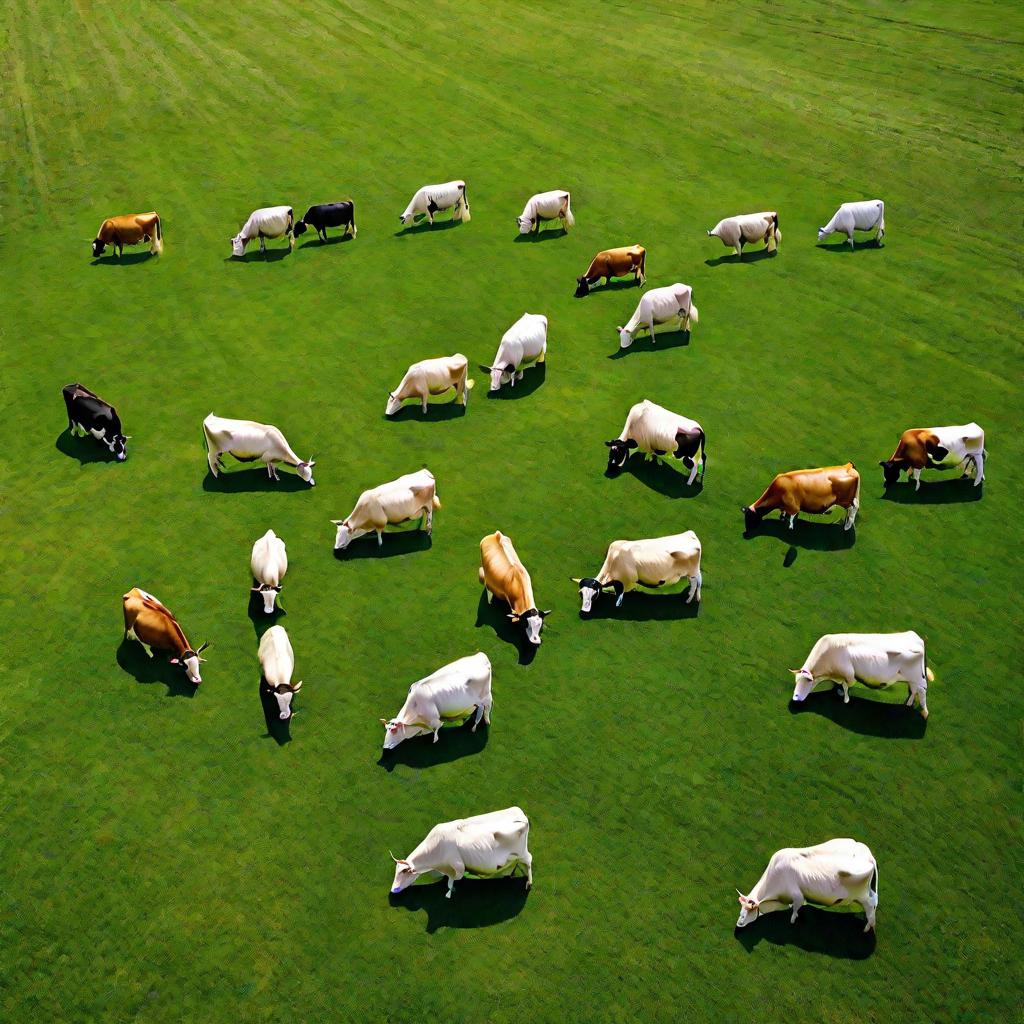 Коровы пасутся на лугу в солнечный день
