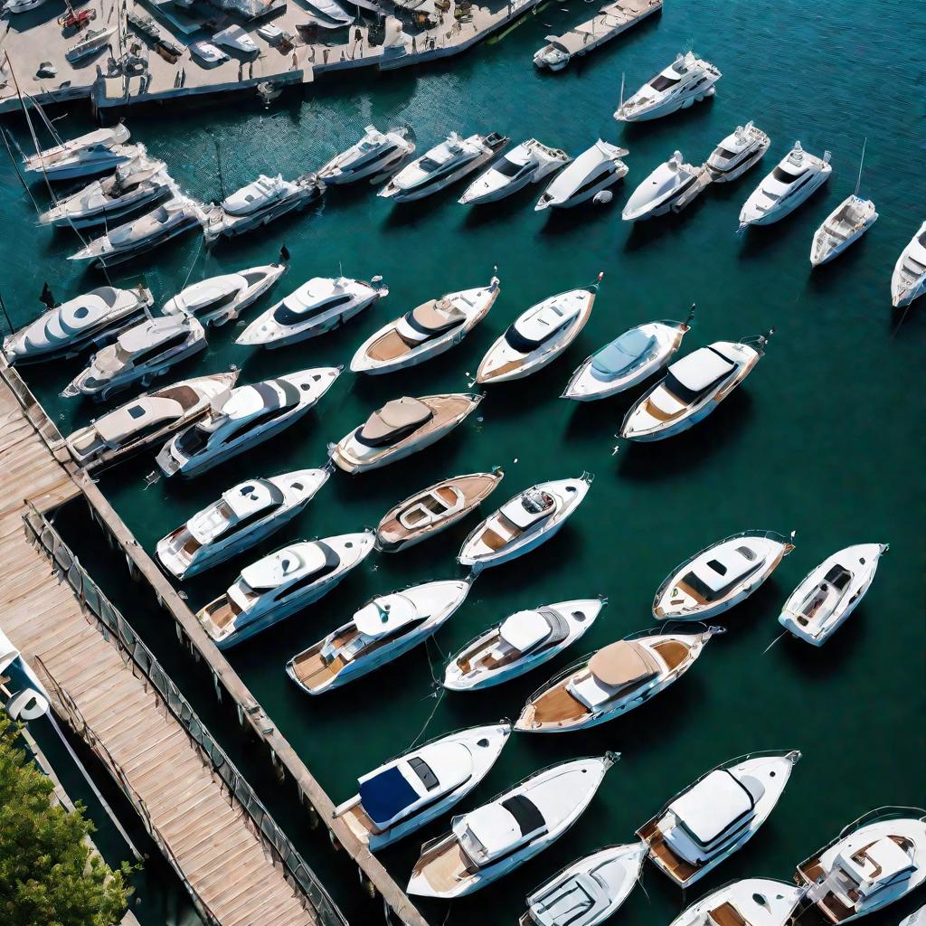 Марина с дорогими яхтами и катерами