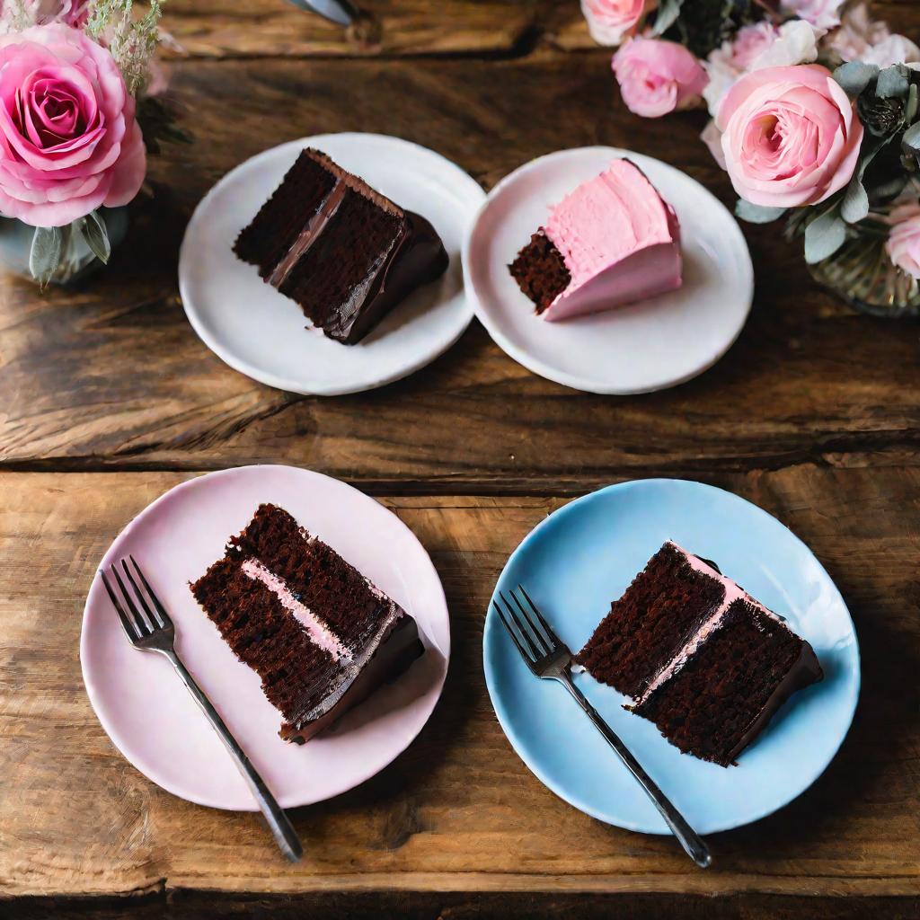 Два куска именинного торта - для мальчика и девочки