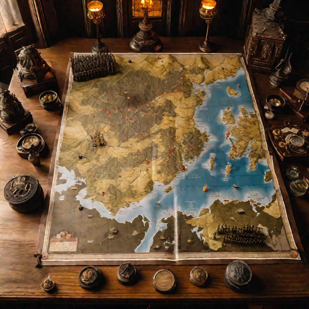 Старинная военная карта на столе