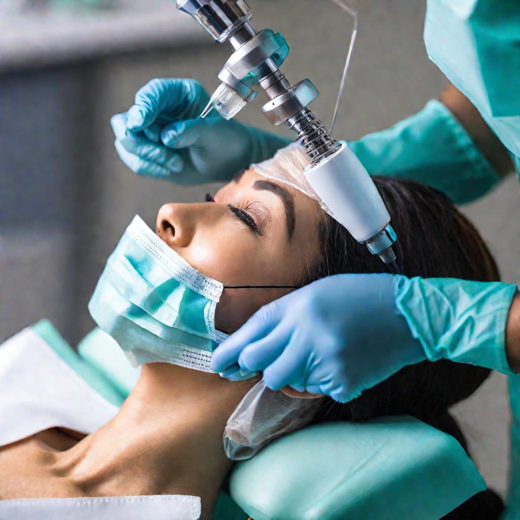 Стоматолог проводит лечение зуба