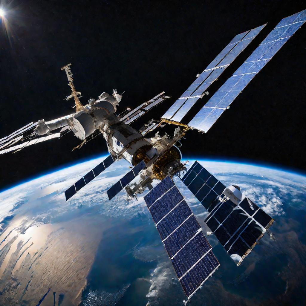 Международная космическая станция на орбите вокруг Земли