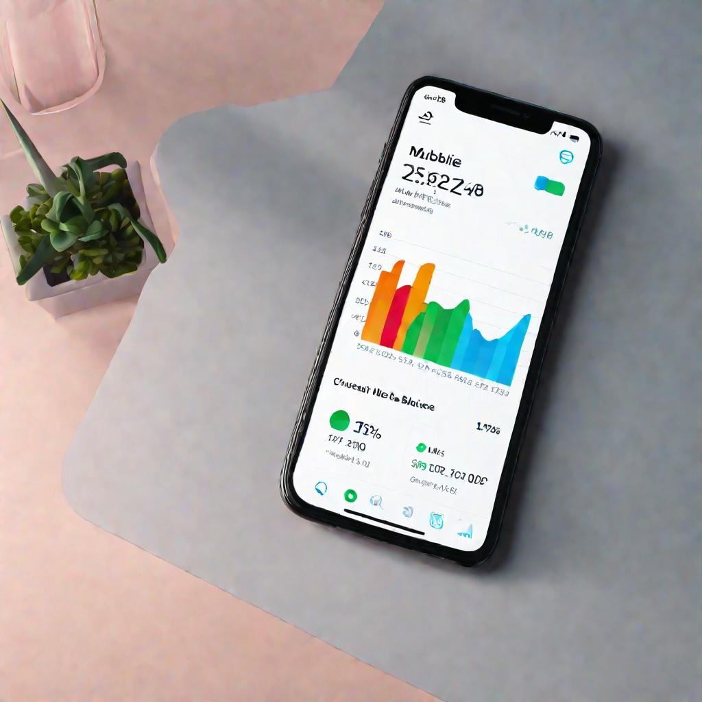 Смартфон с приложением и графиками