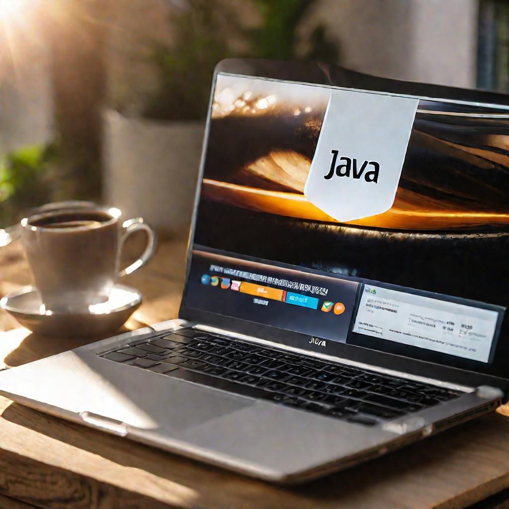 Ноутбук с логотипом Java