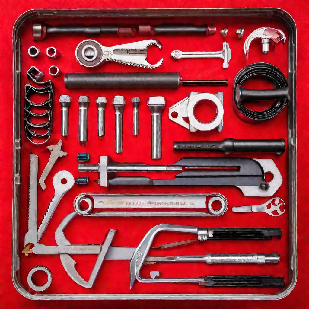 Инструменты для установки поршневых колец в инструментальном ящике