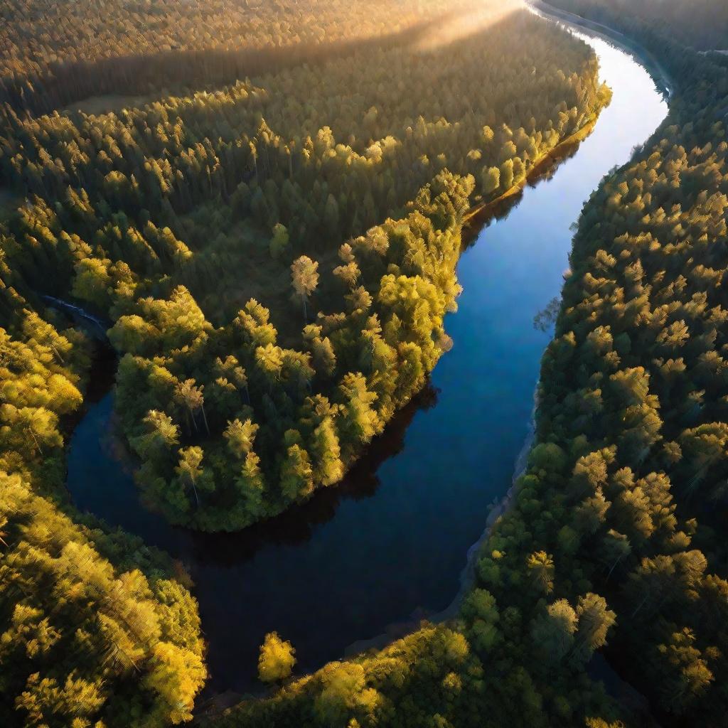 Лес с рекой с высоты