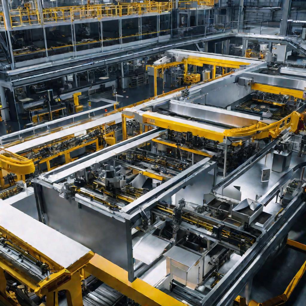 Вид сверху на автоматизированный конвейер по производству подшипников 6209 на заводе