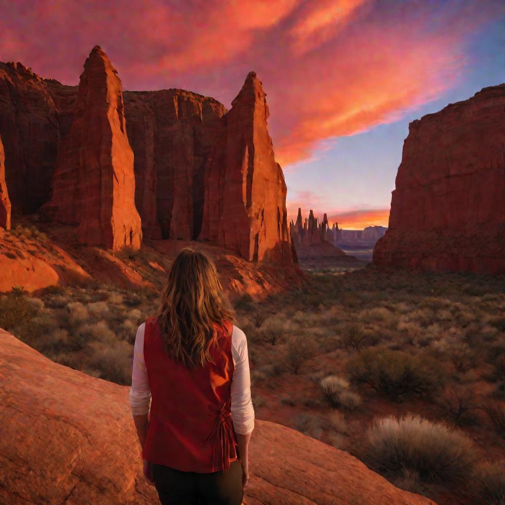 Девушка смотрит на каньон