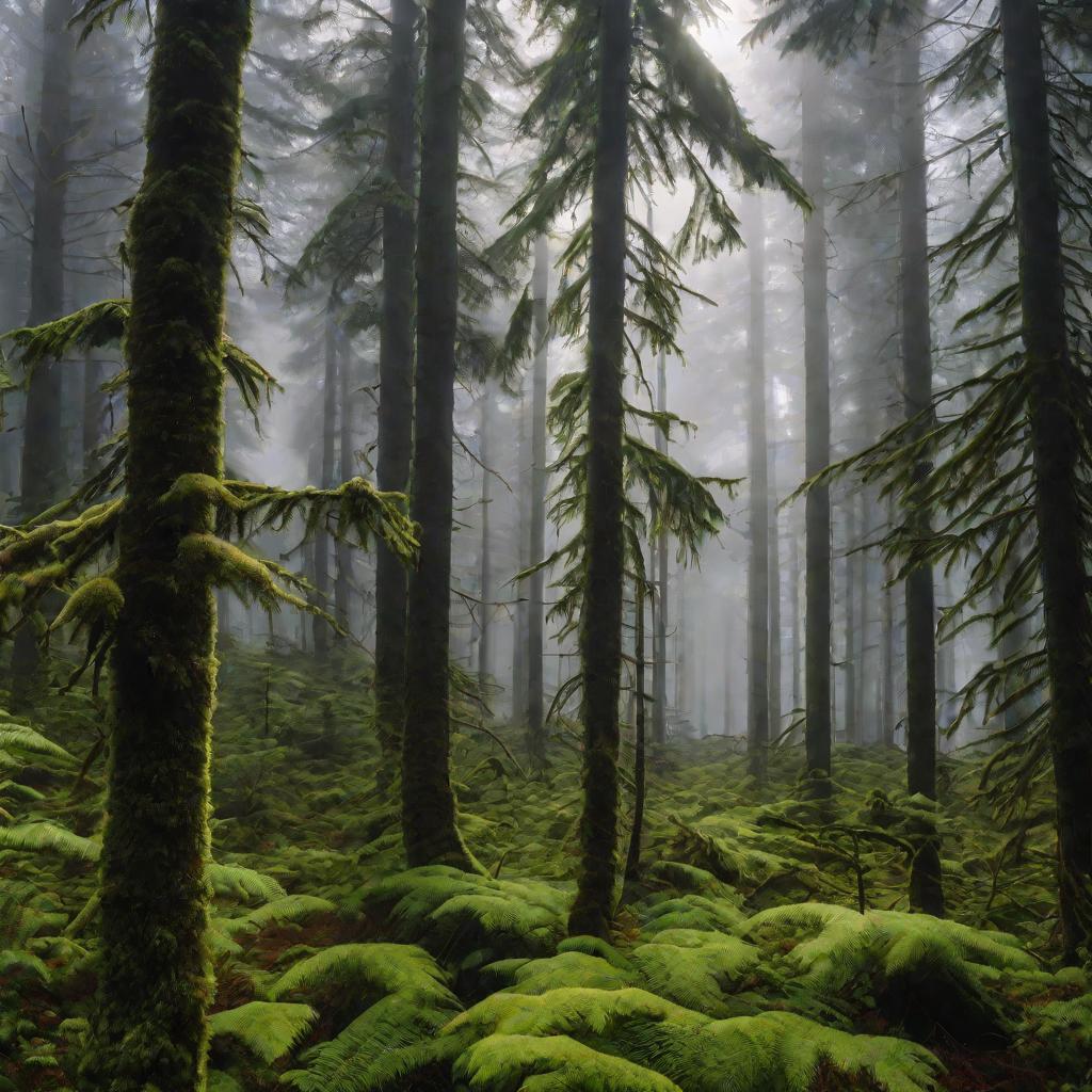 Темный хвойный лес Сахалина