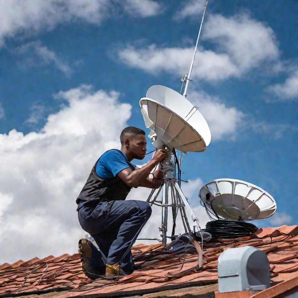 Монтаж спутниковой антенны на крыше дома