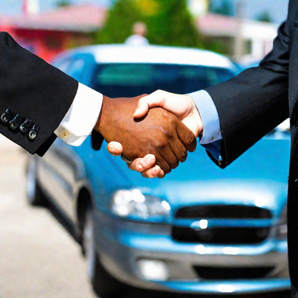 Рукопожатие покупателя и продавца авто
