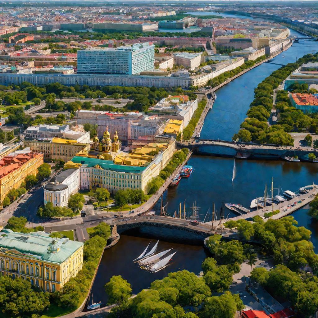 Вид на Санкт-Петербург сверху