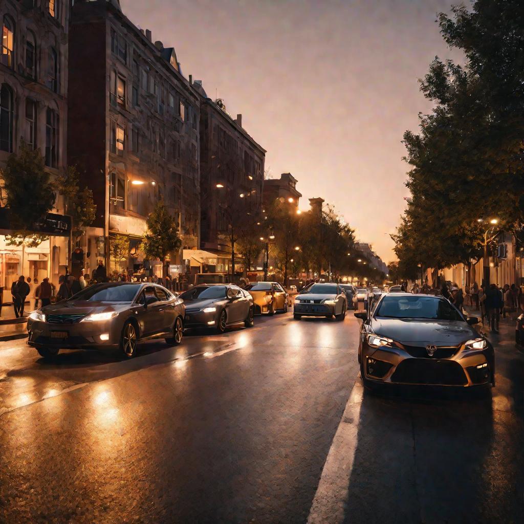 Вечерняя улица оживленного города