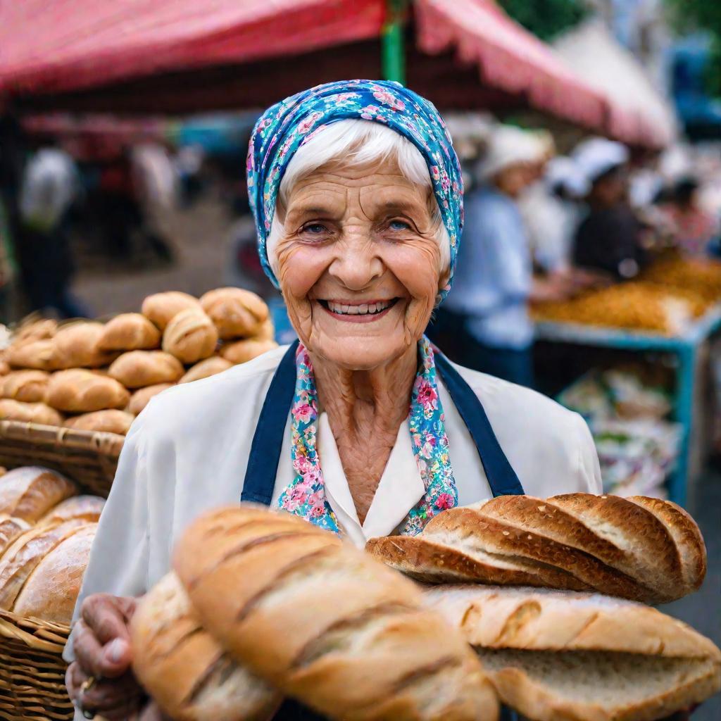 Продавец хлеба на рынке