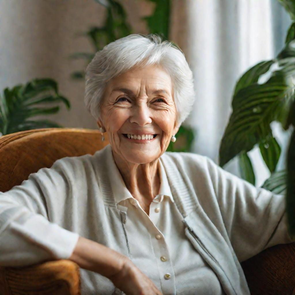 Портрет пожилой улыбающейся женщины