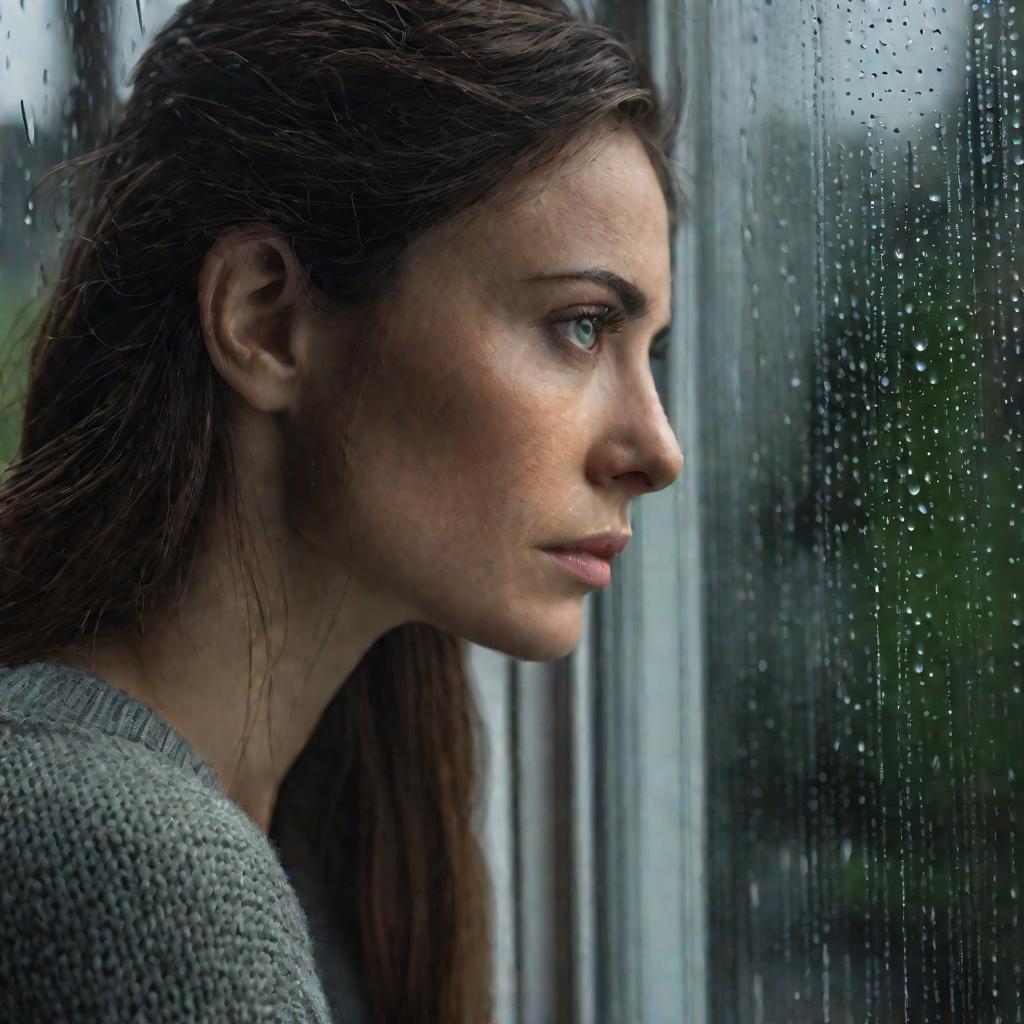 Портрет задумчивой женщины у окна