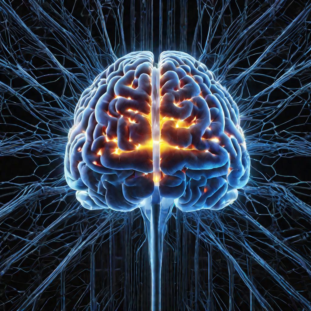 Портрет мозга из светящихся нервных связей