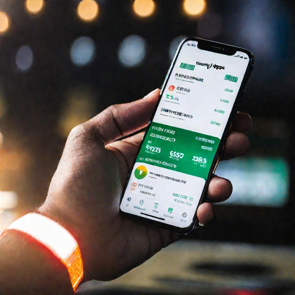 Телефон с приложением для перевода денег