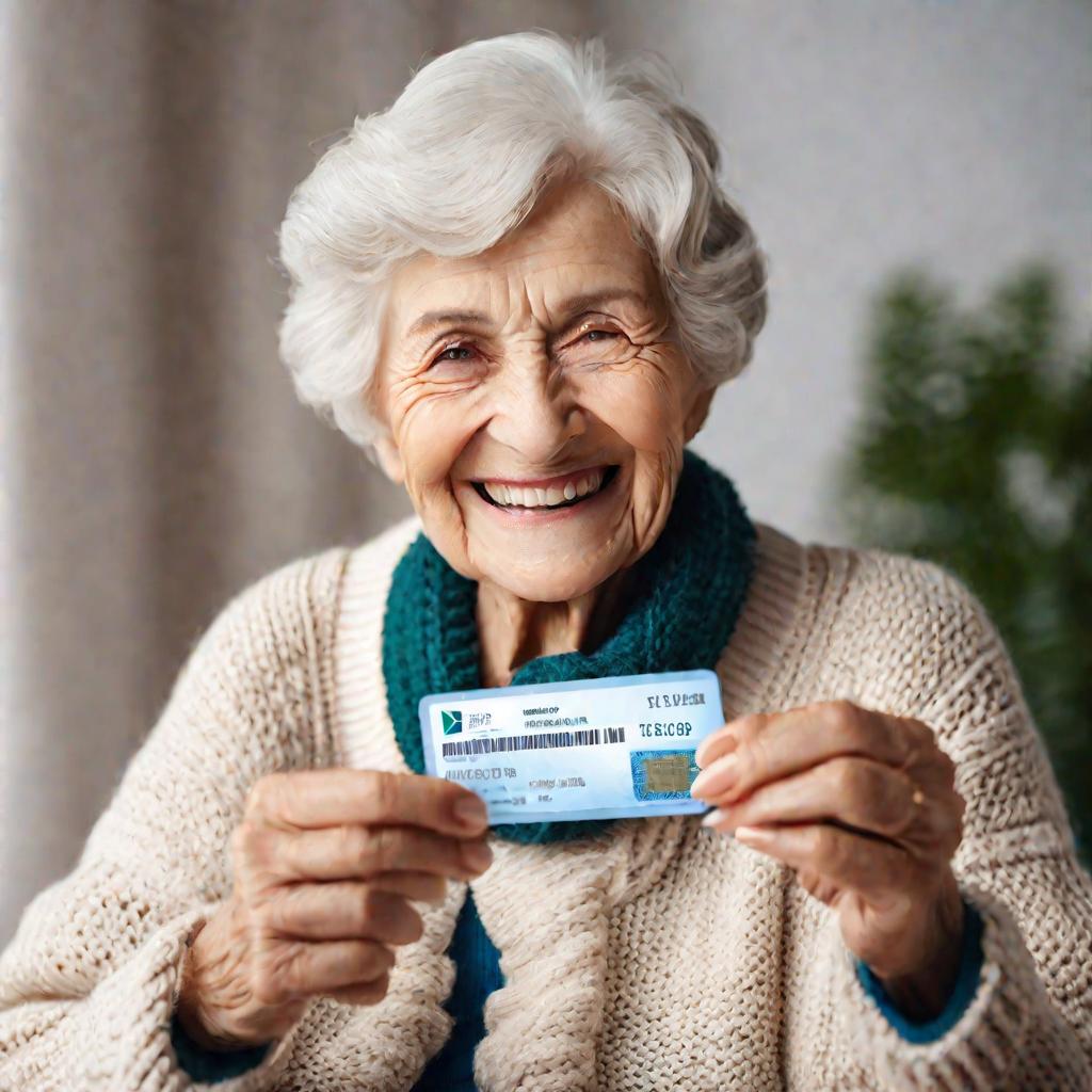 Пожилая женщина с пенсионным удостоверением