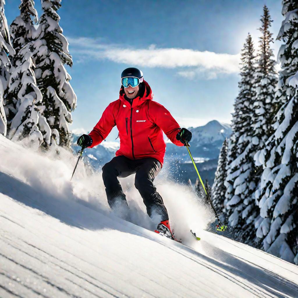 Аркадий Чернецкий катается на лыжах в горах