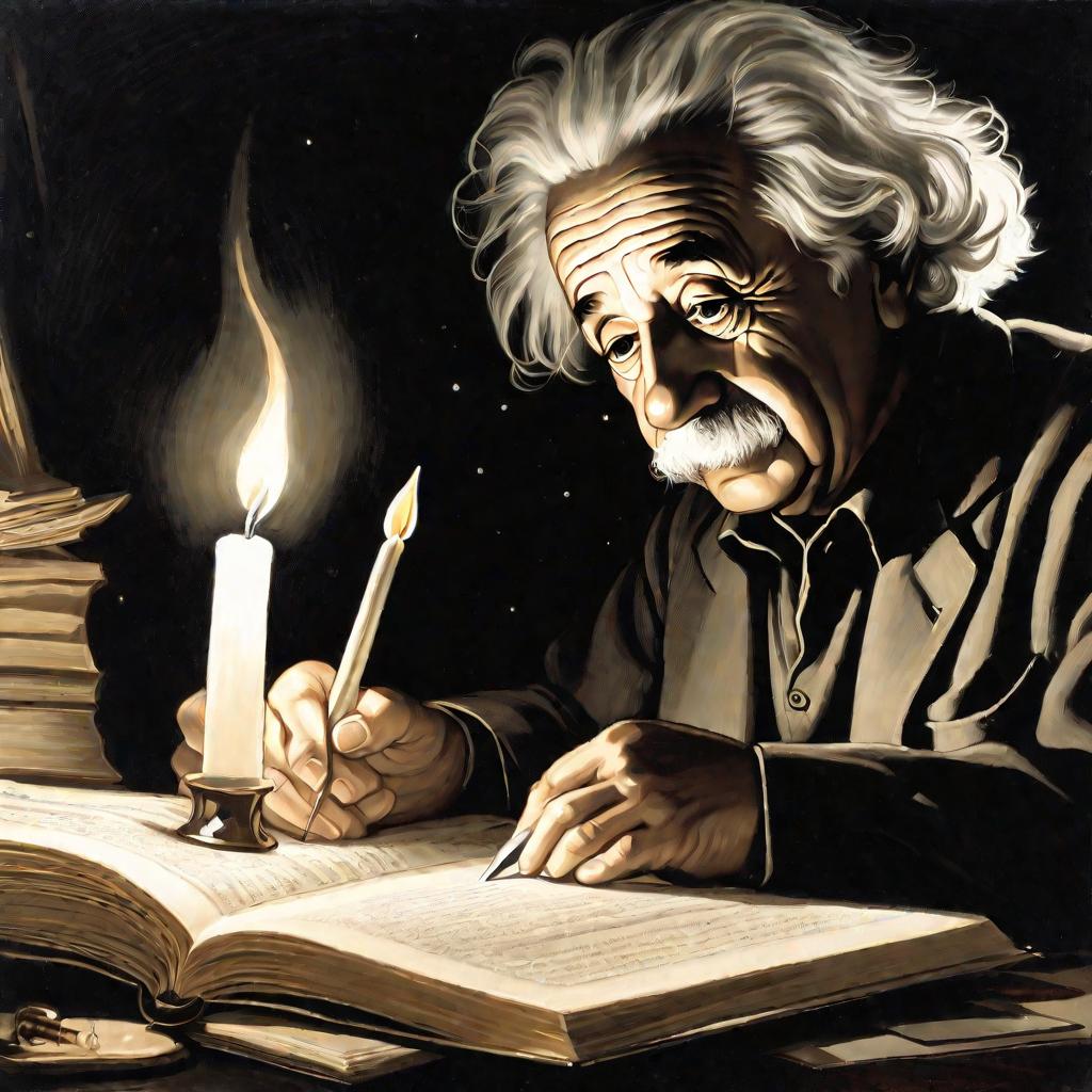 Портрет Эйнштейна с формулами