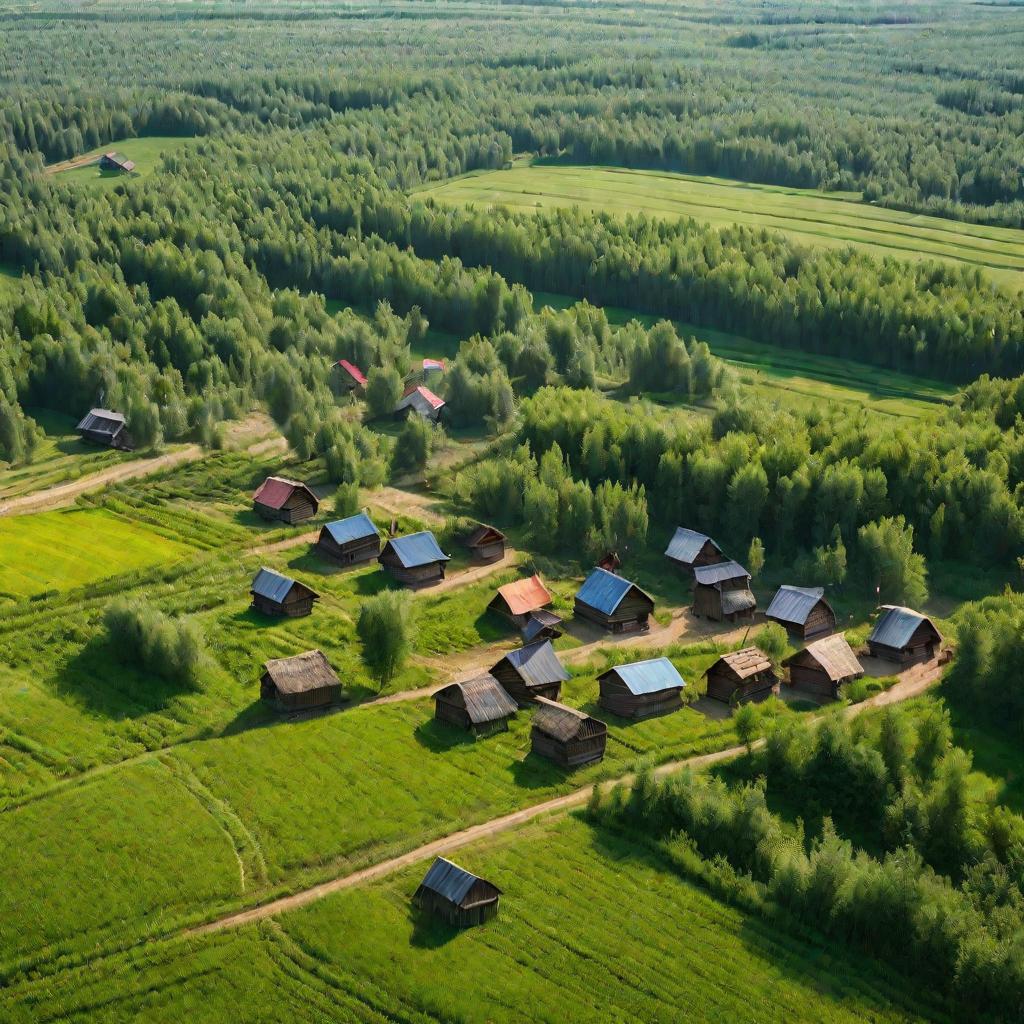 Вид русской деревни