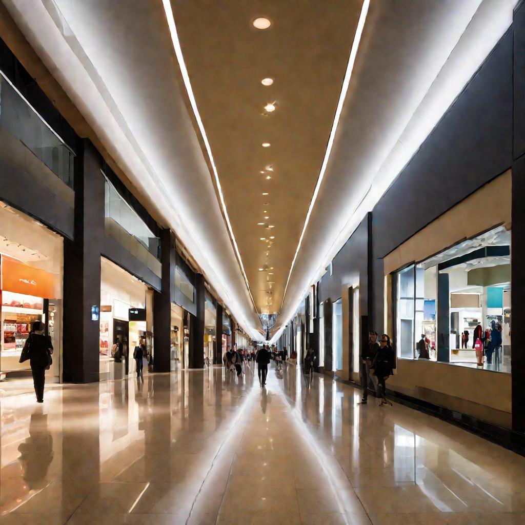Длинный коридор торгового центра