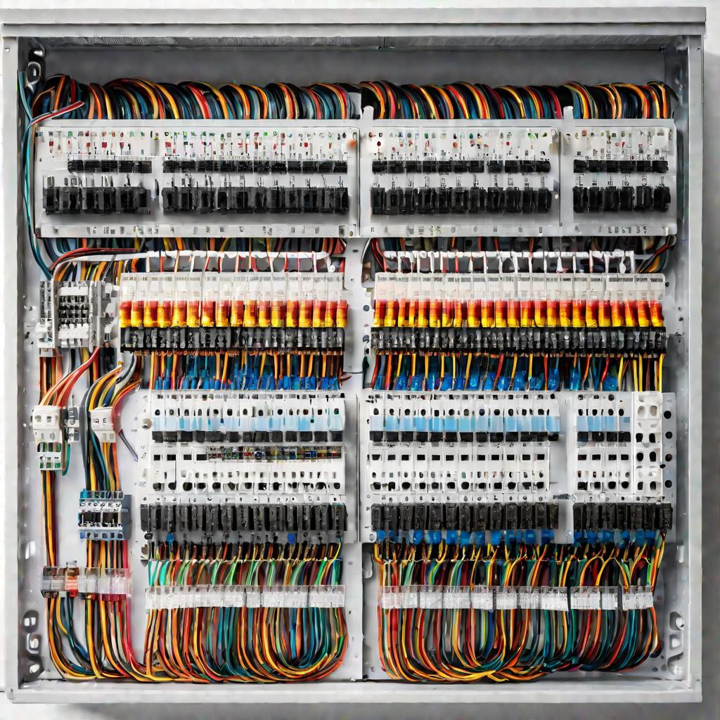 Электрощит с аккуратно разложенными проводами
