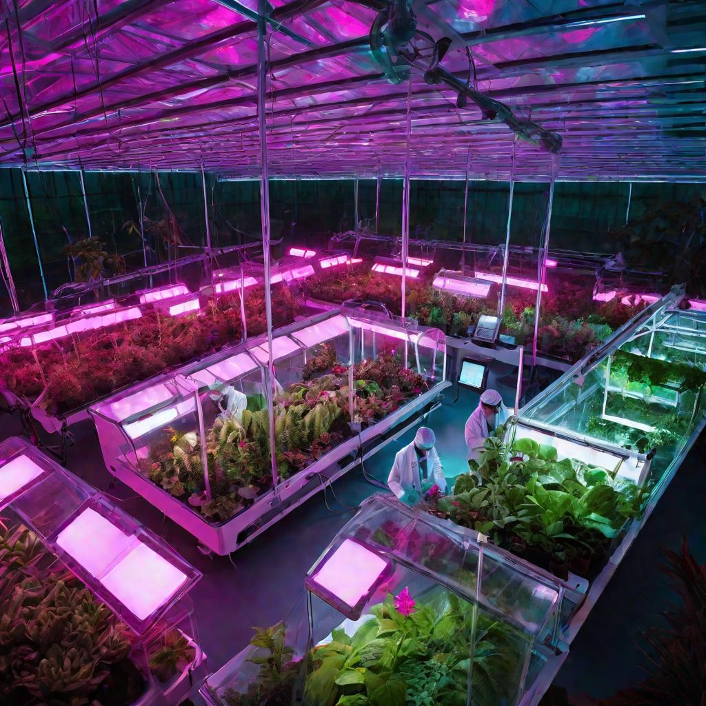 Теплица-лаборатория с экзотическими растениями, которые изучают ученые.