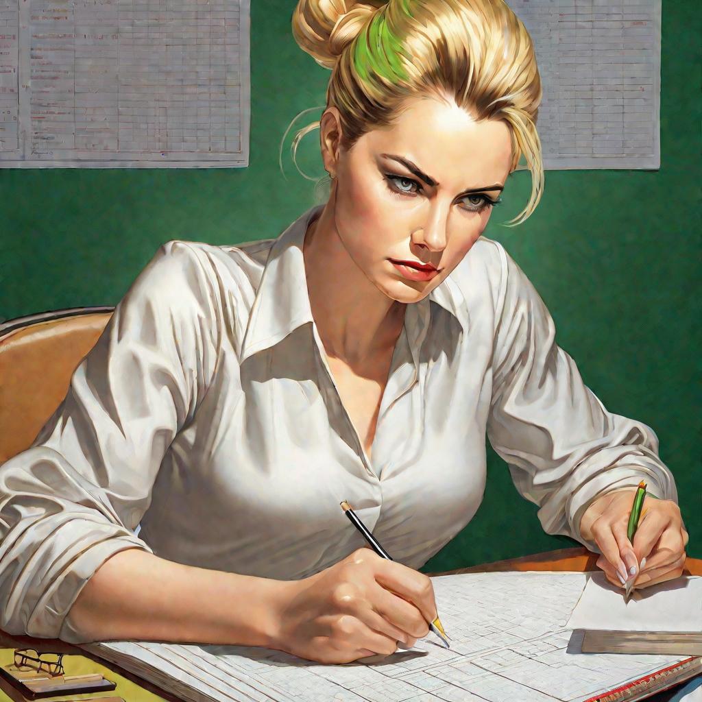 Портрет женщины-математика, решающей сложную задачу по нахождению обратной матрицы