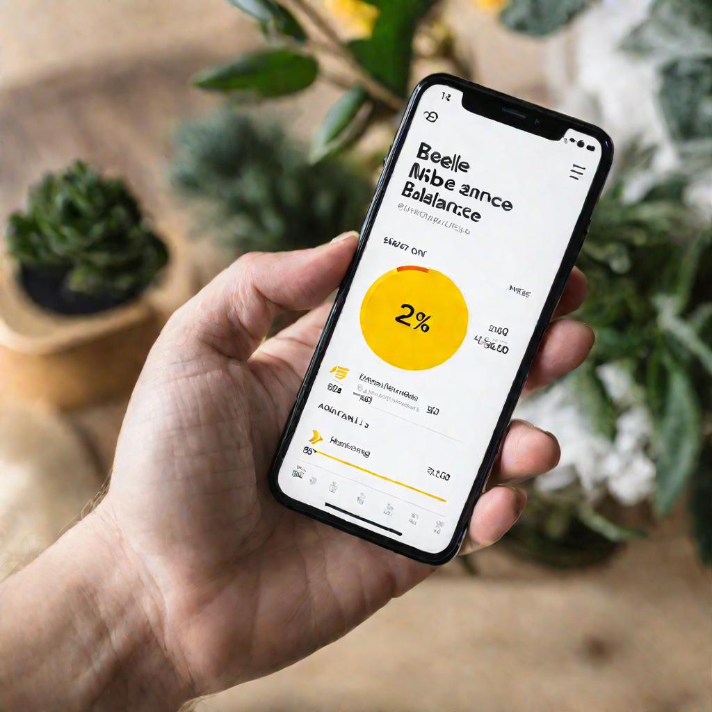 Телефон с приложением Билайн, показывающий баланс
