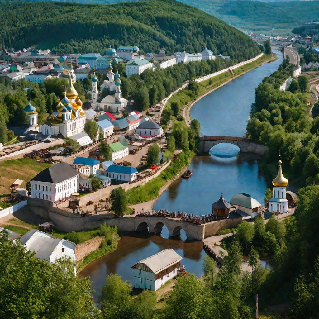 Вид старинного русского города Дмитрова