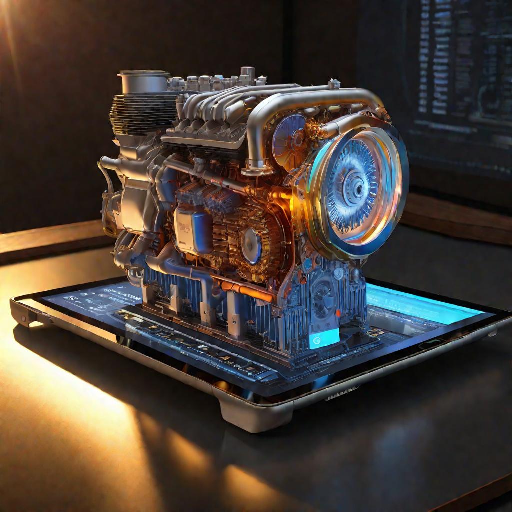 3D модель двигателя с данными