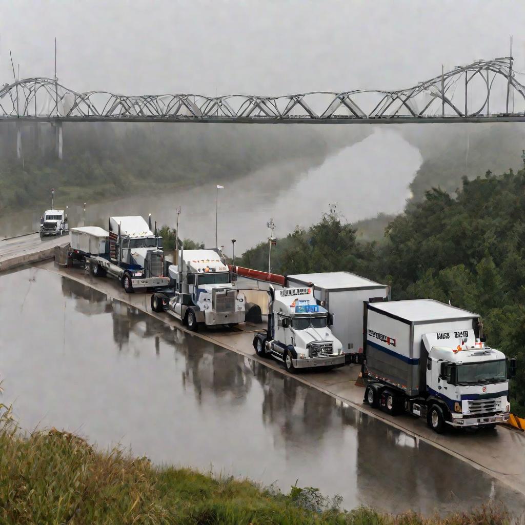 Таможенный досмотр грузовиков на границе