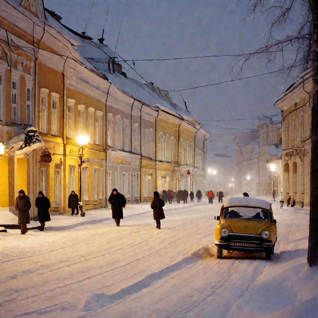 Улица Вологды зимним вечером