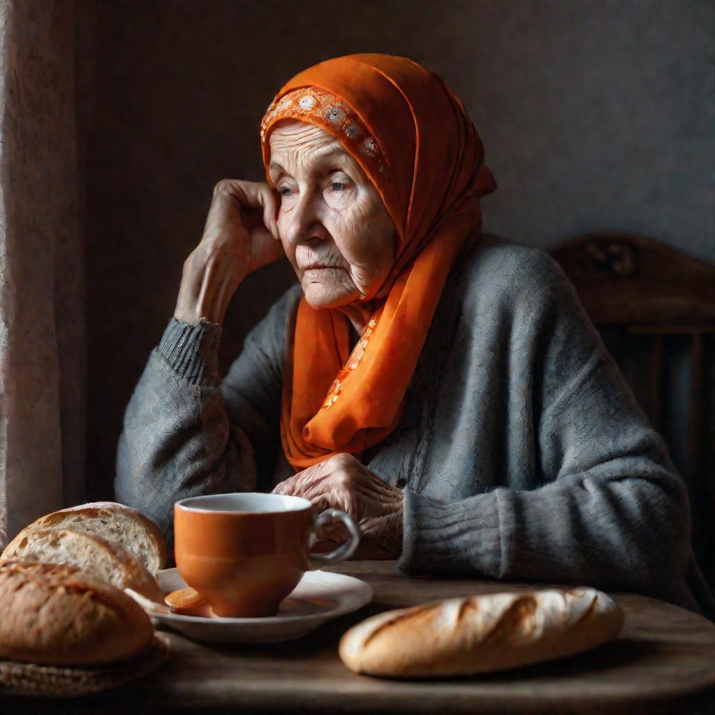 Пожилая женщина с низким доходом