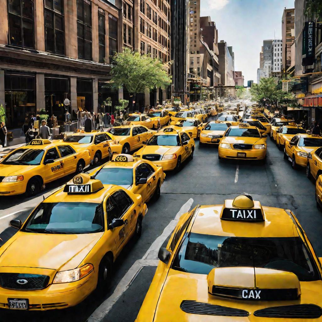 Ожидающие пассажиров такси на улице