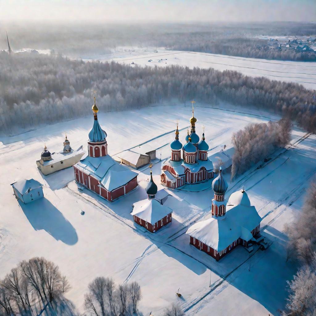 Старая русская деревня зимой