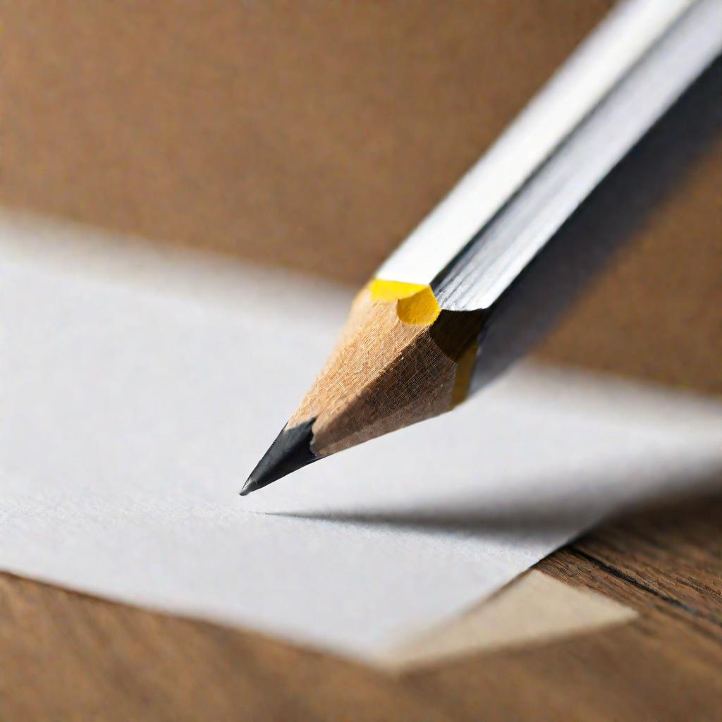 Остро заточенный карандаш над листом бумаги