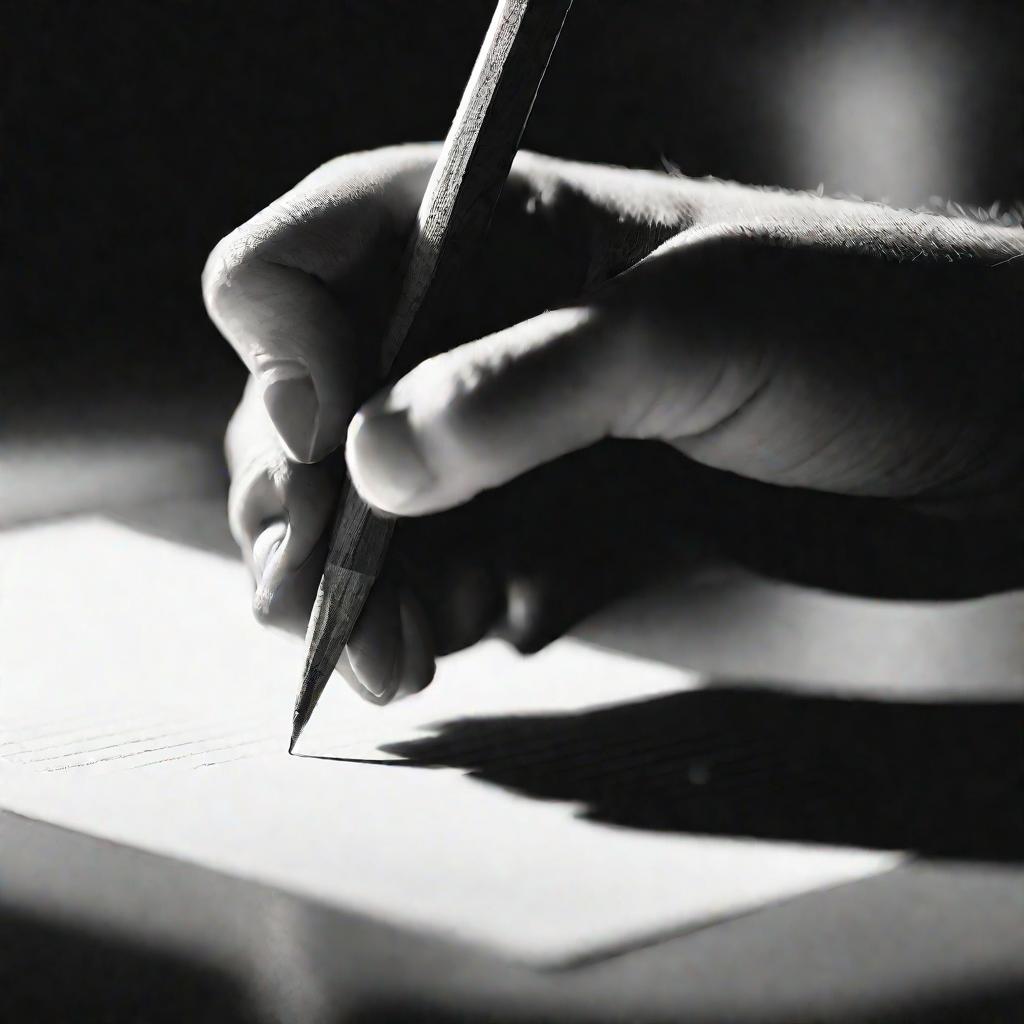 Рука пишет цифру ноль карандашом на бумаге