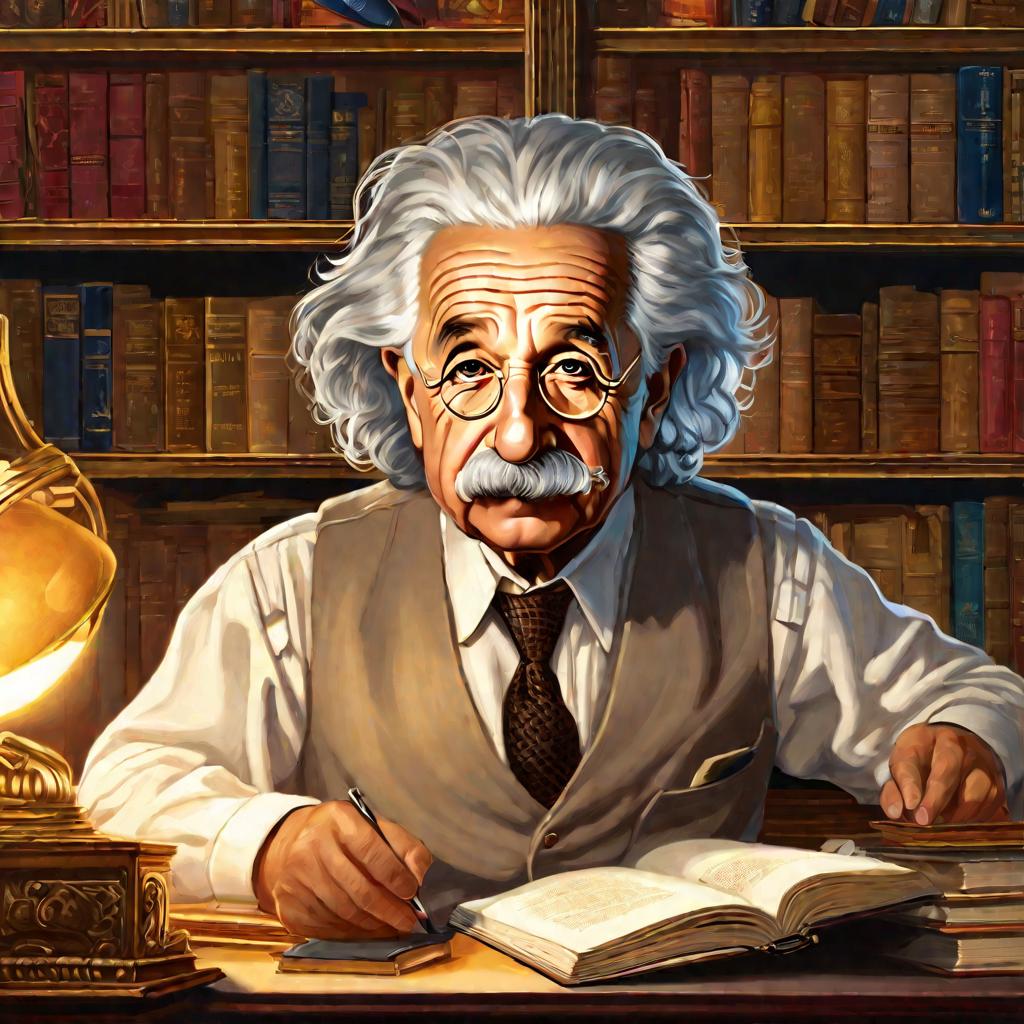 Портрет Эйнштейна за работой