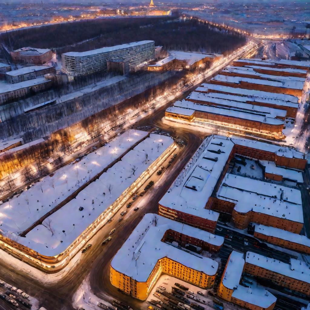 Вечерняя парковка возле Ленинградского вокзала зимой.