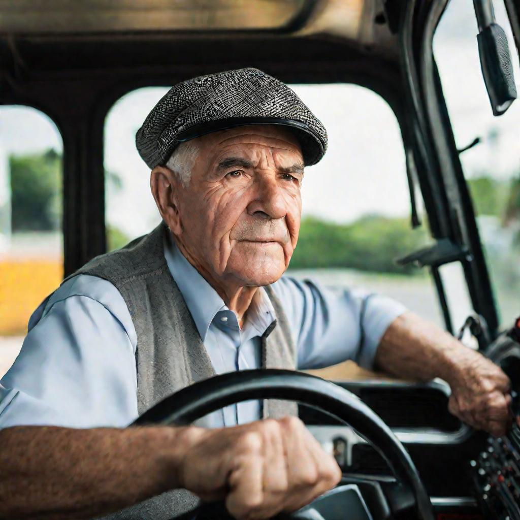 Портрет водителя автобуса.