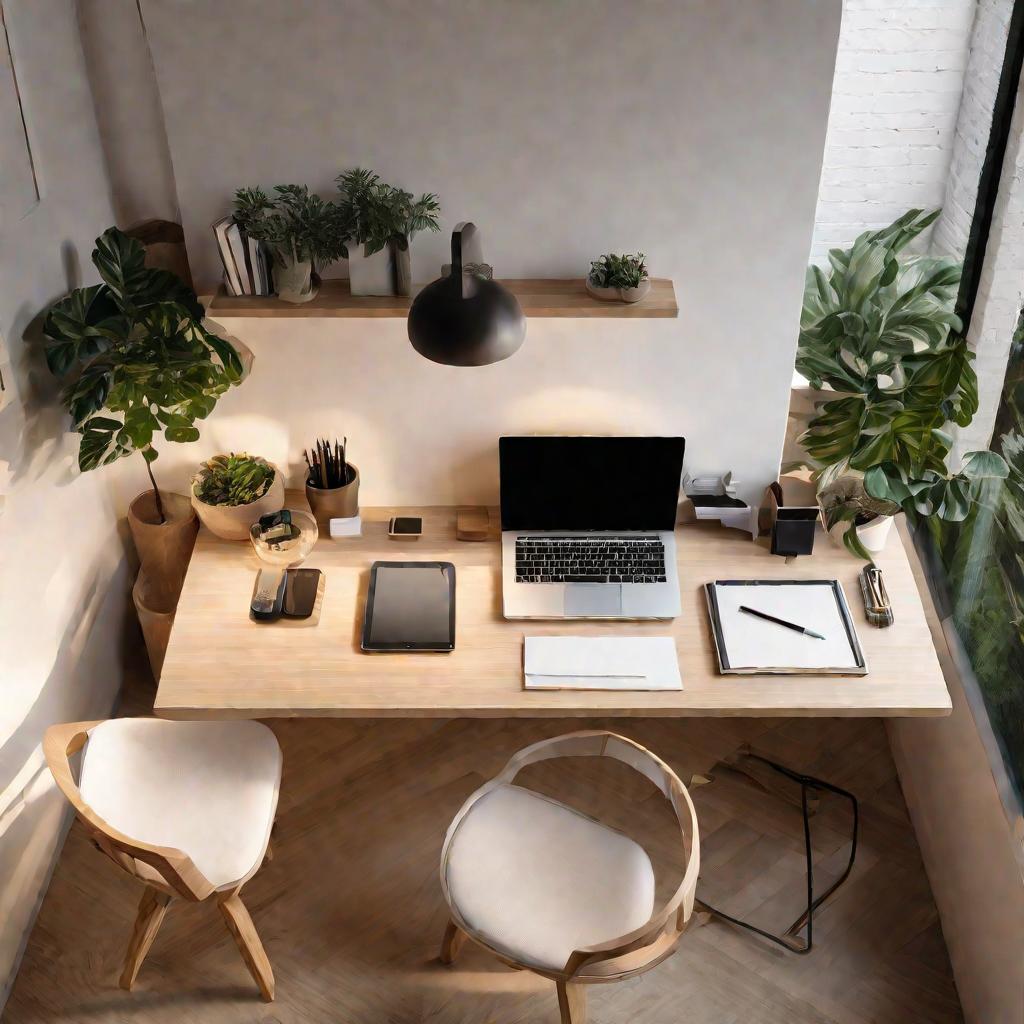 Современный минималистичный домашний офис с техникой ZTE на столе