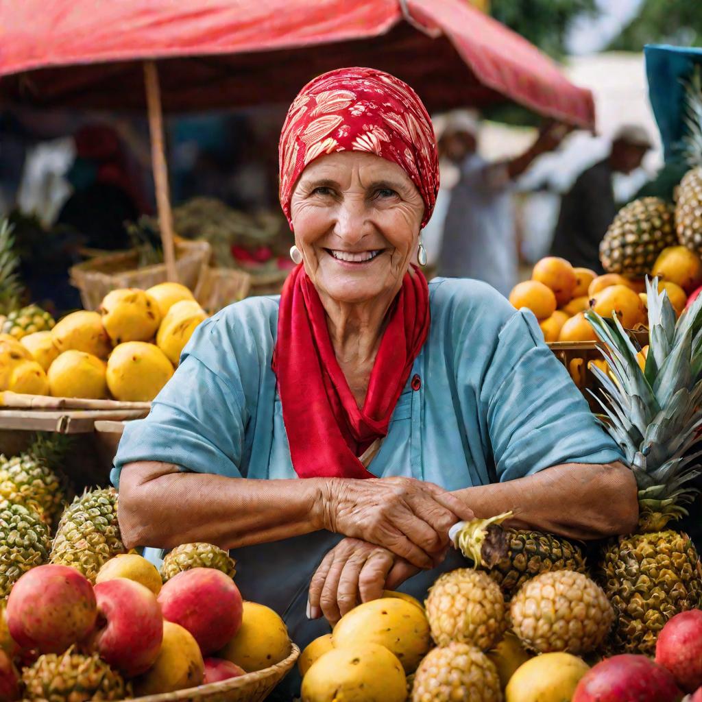 Продавец фруктов на рынке