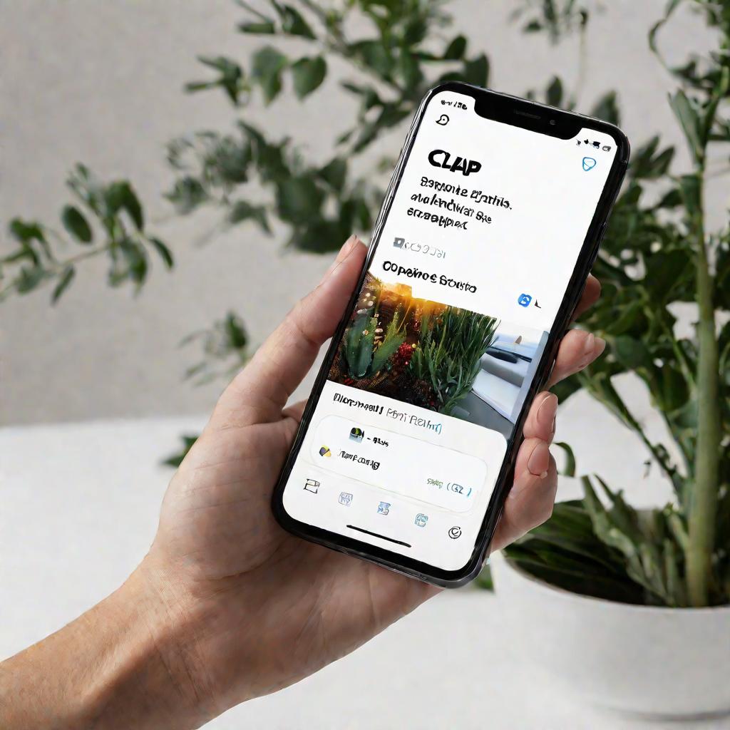 Рука держит телефон с открытым приложением Clip2Net